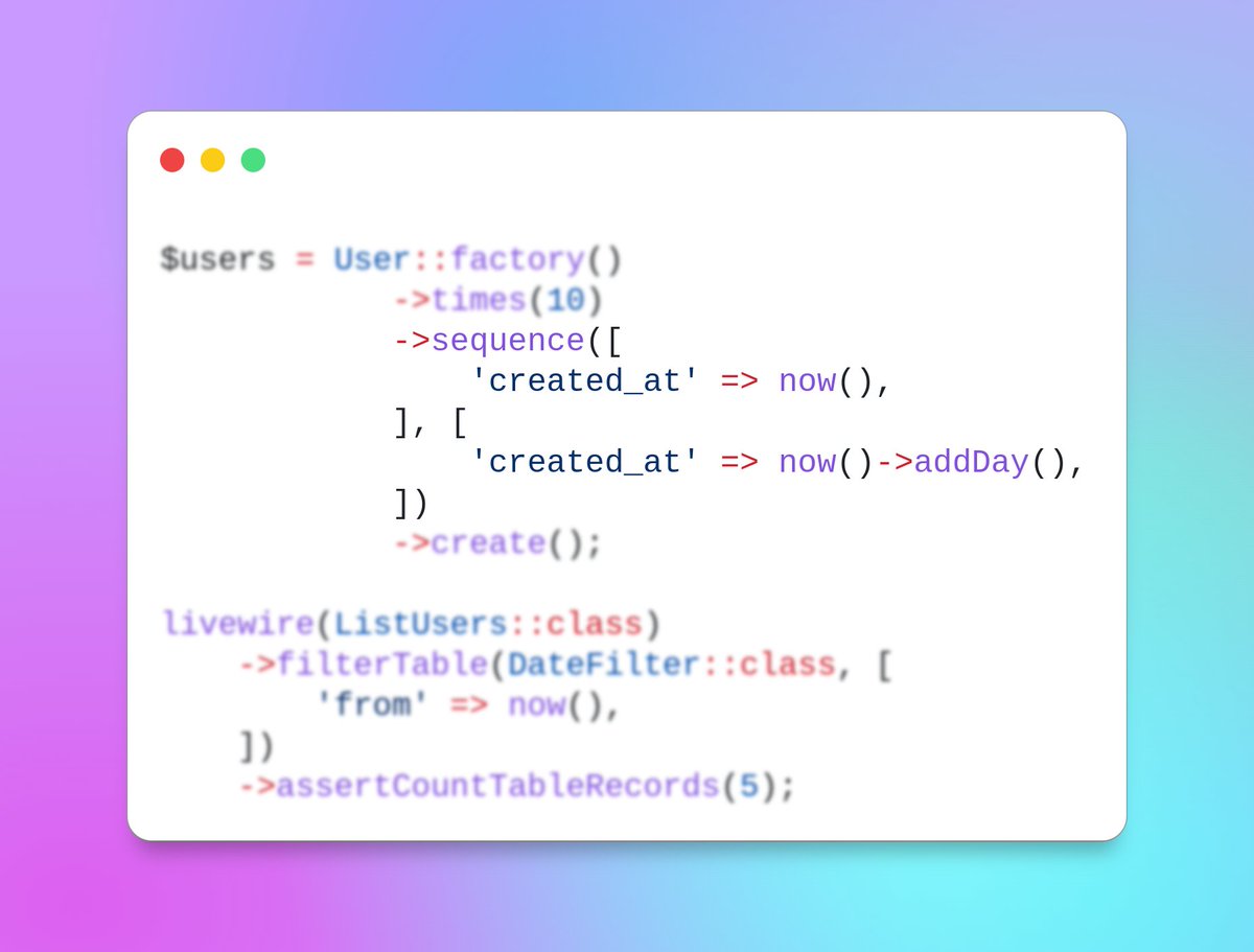 sky_0xs's tweet image. #LaravelTip

For unit tests with multi-column data, use `sequence` to generate records with varying values in a single query! 

Saves time &amp;amp; keeps your tests concise.