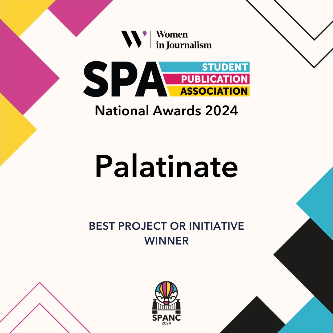 SPAJournalism's tweet photo. @WIJ_UK @JasmineCC_95 @thegaudie @Roar_News And the Best Project or Initiative winner, for their "original and engaging" podcasts, it's @PalatinateUK! #SPANC24 https://t.co/6BVm77UUIf