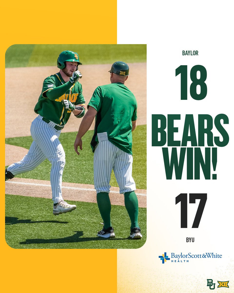 BEARS WIN! BEARS SWEEP! 🐻🔥🧹 Baylor holds on to win a wild series finale and finishes off the sweep in Provo! #SicEm 🐻⚾️ | #Together