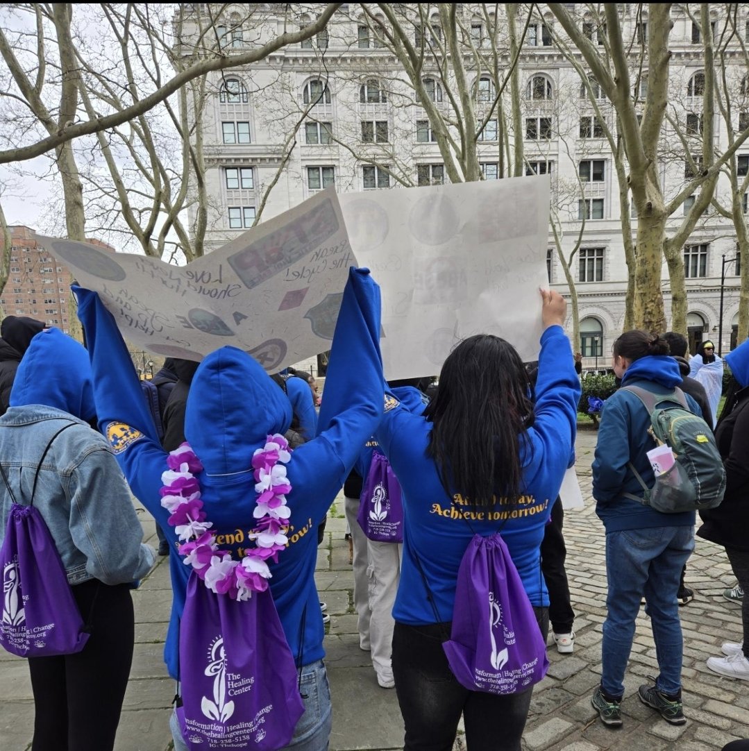 Today #MSK & #MBK came together and marched across the Brooklyn Bridge and ended with a rally in front of City Hall to raise awareness on teen dating violence. Dating violene affects 1 in 3 teens. We applaud our young leaders for being allies and helping end the cycle of abuse.