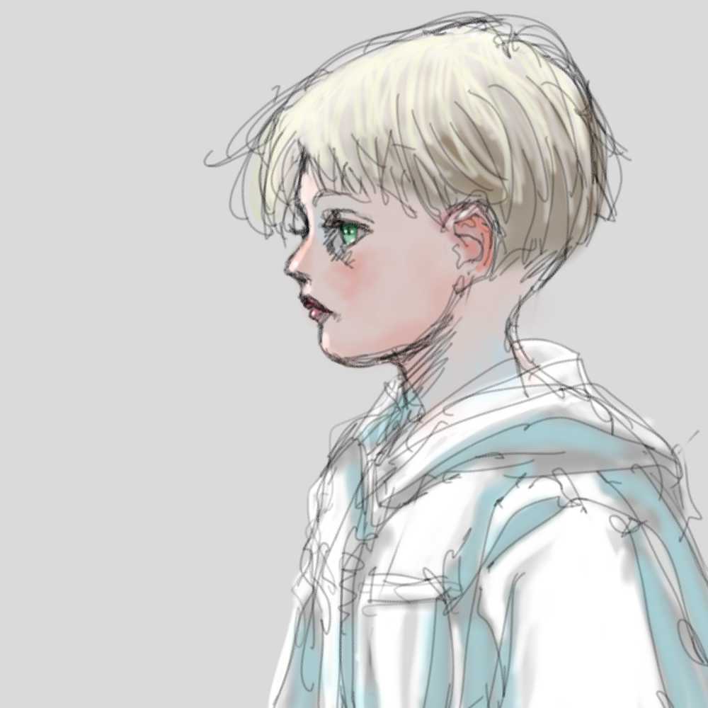 「A study of face耳は血管が透けて見えるのか結構赤い。 」|米田仁士 Hitoshi Yonedaのイラスト