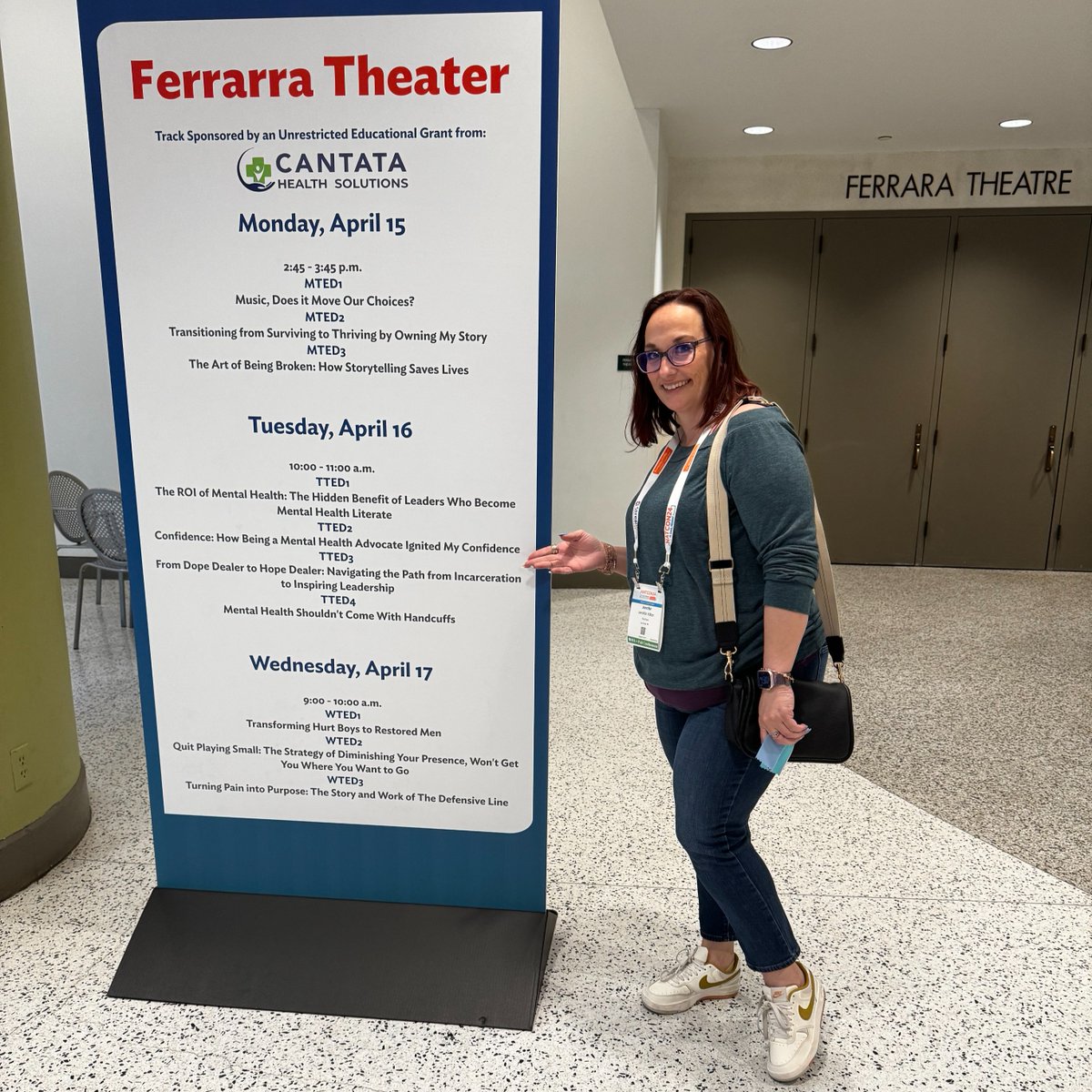 WestCare's Director of Training and Technology, Jennifer Hilton, is checking out the theater at @NationalCouncil in preparation for #NatCon24! We can't wait to hear her talk, 'Confidence: How Being a Mental Health Advocate Ignited My Confidence'. See you there, Jen!