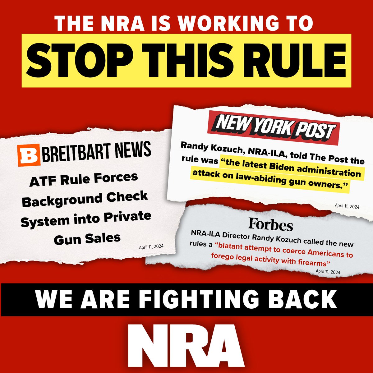 🚨This week, the Biden Administration moved to criminalize tens of thousands of private firearm sellers with a stroke of the pen. Read more about ATF’s latest unlawful overreach ➡️ nraila.org/articles/20240…