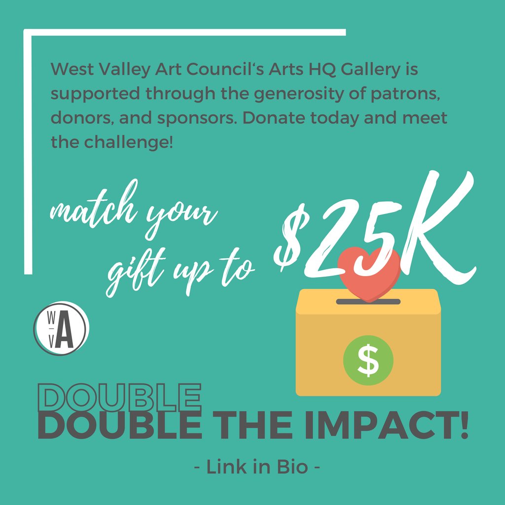 westvalleyarts's tweet photo. An anonymous benefactor and arts champion has dedicated $25,000 in support of the work of Arts HQ Gallery. Now they're calling on YOU to join them in doubling the impact of their gift!

👆🏽Follow the link in bio and learn how. https://t.co/gGE2PBLfiE