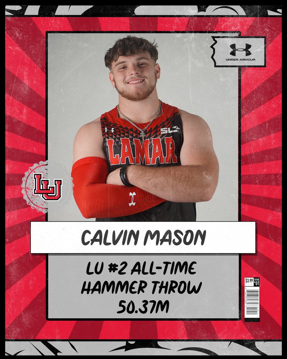 LamarXCTF's tweet photo. Big day for the big dawgs 😤🦾 the Cardinals place 3 in the top 12 of the men’s hammer throw competition, with the 3 best throws in school history! @_Alexwilliams3 led the way (53.78m), followed by @CalvinMason53 (50.37m) &amp; Anthony Oliver (46.85m).

#DefendTheNest #PeckEm 🔴⚫️⚪️ https://t.co/0RNHyYigY6