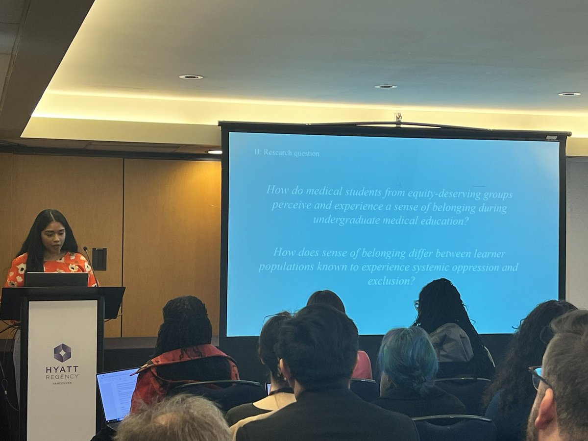 @TharsiniSivanan presenting insightful research results on medical student belonging during their studies! “Diversity does not guarantee inclusion” @AFMC_e