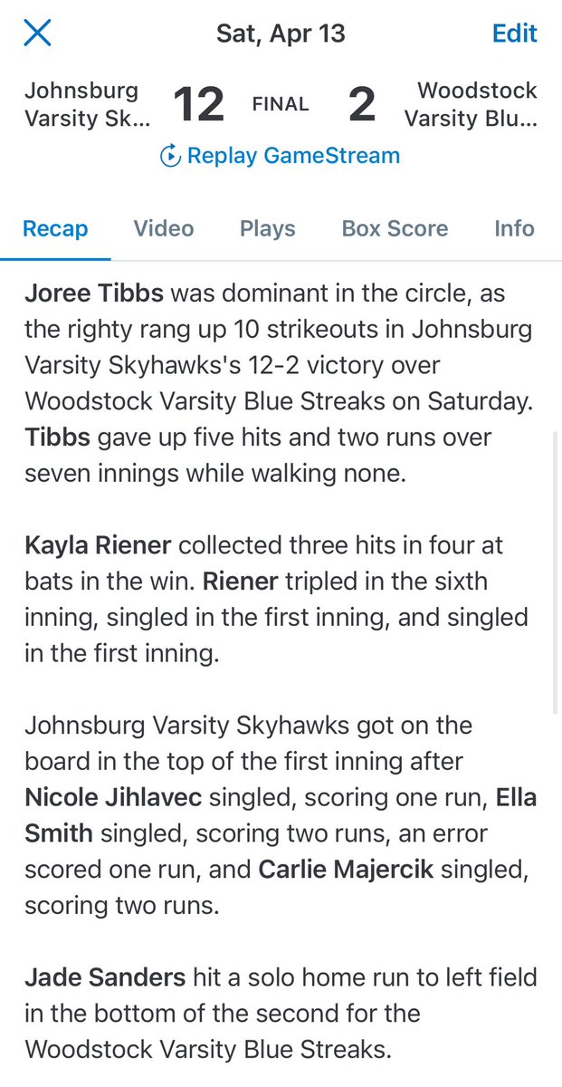 Johnsburg Softball tweet media