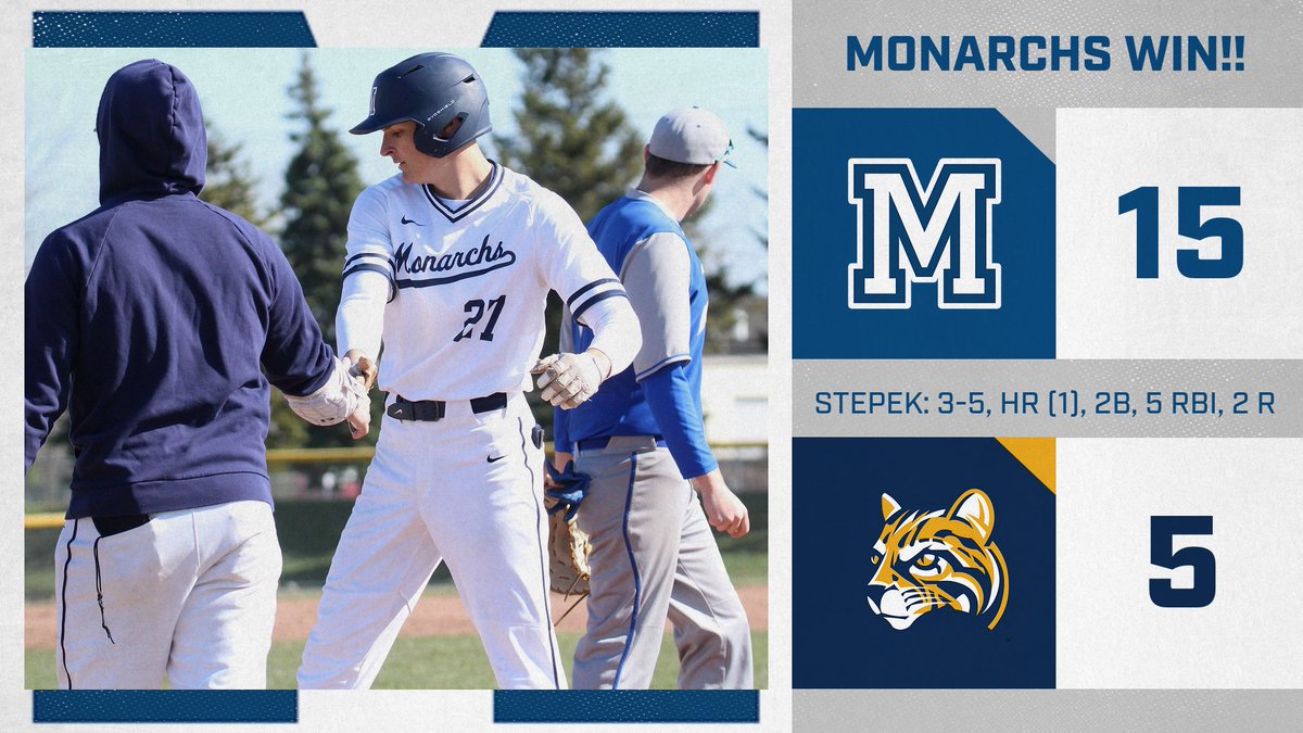 MONARCHS WIN!! @MacombBaseball 15, Schoolcraft 5 @Tystepek41 makes an inning-ending catch at the wall and then connects on a two-run, opposite field home run to help lift the Monarchs to the game two victory! @BarkalOliver gets the win to move to 3-0 on the season! #GoMonarchs