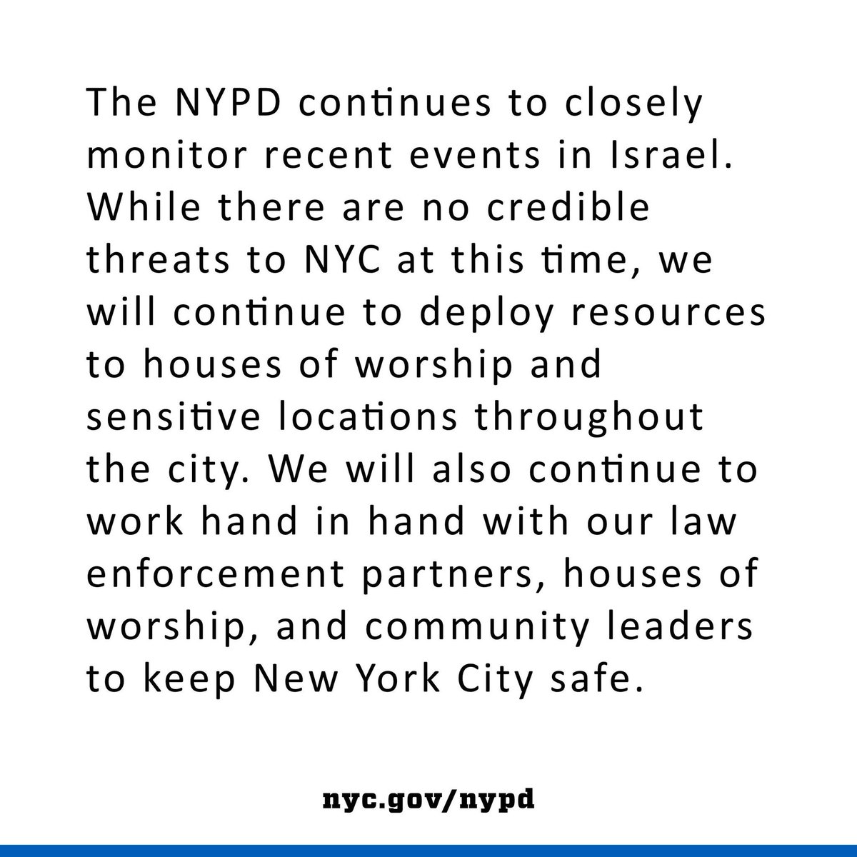 Please read NYPD's statement on security: