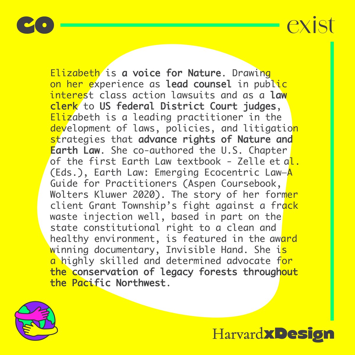 harvardxdesign's tweet photo. 📣 Speaker Announcement 📣
Elizabeth is a leading practitioner in the development of laws, policies, and litigation strategies that advance rights of Nature and Earth Law. https://t.co/3PNMczO5UJ