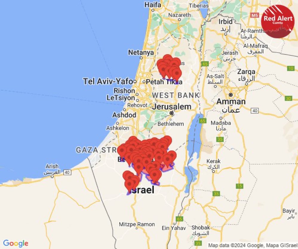 Red alerts for both north and south #Israel now. Interceptions reported.