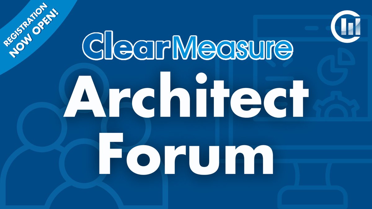 Learn how to apply the Clear Measure Way of establishing quality, achieving stability, and moving fast. Registration is now open for the next Software Architect Forum   

Architect Forums clearmeasure.com/forums/?utm_ca…  

#techforum #SoftwareArchitecture #SoftwareEngineering
