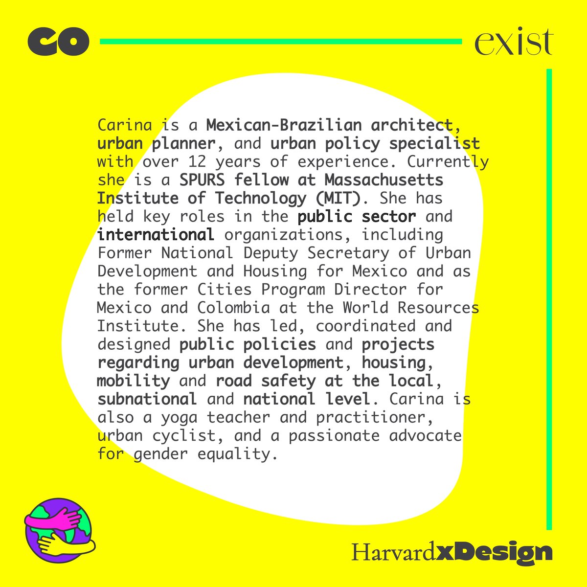 harvardxdesign's tweet photo. 📣 Speaker Announcement 📣
Carina is a Mexican-Brazilian architect, urban planner, and urban policy specialist with over 12 years of experience. Currently, she is a SPURS fellow at Massachusetts Institute of Technology (MIT). https://t.co/seIJzBAUH0