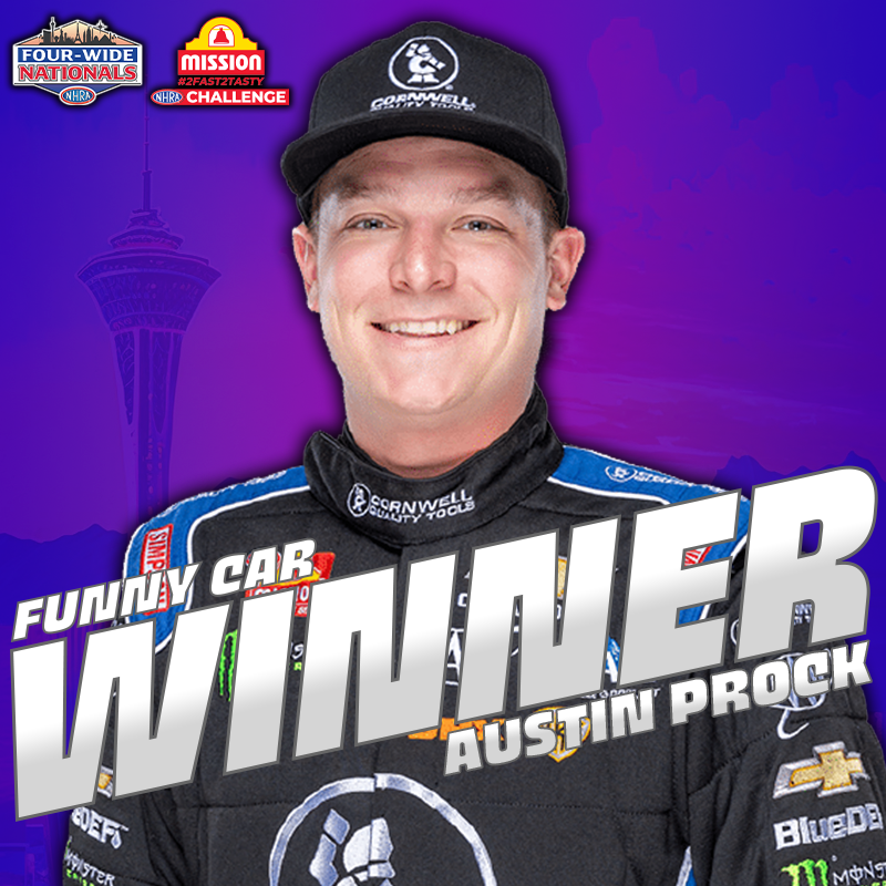.@ProckRocket_TF kicks on the afterburners in Las Vegas and captures the @MissionFoodsUS #2Fast2Tasty Challenge victory at the #NHRA #Vegas4WideNats while also capturing the #1 Qualifier spot for Sunday! He defeats Paul Lee, Blake Alexander, and Daniel Wilkerson.