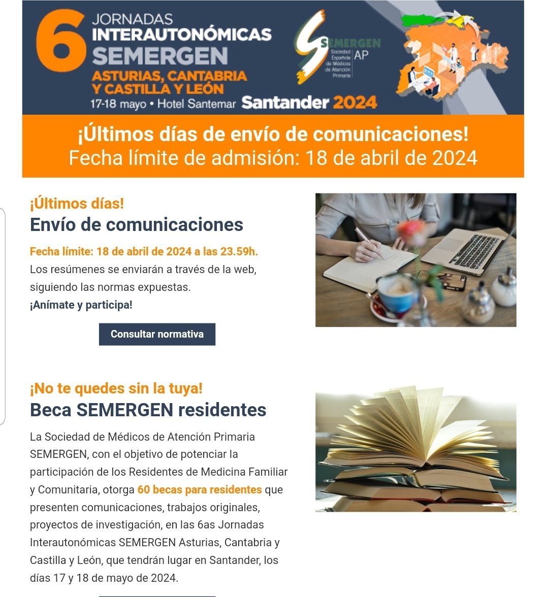 SemergenCyL's tweet photo. ✴🗓Aun estás a tiempo de enviar tu comunicación.📝 ¡¡Últimos días!! Y si eres residente no olvides solicitar tu beca! Nos vemos en #santander!👨🏼‍⚕️👩‍⚕️
@SEMERGENCantab1 @semergenast 
@SEMERGENap 
#mfyc https://t.co/RYaHnt8uy6