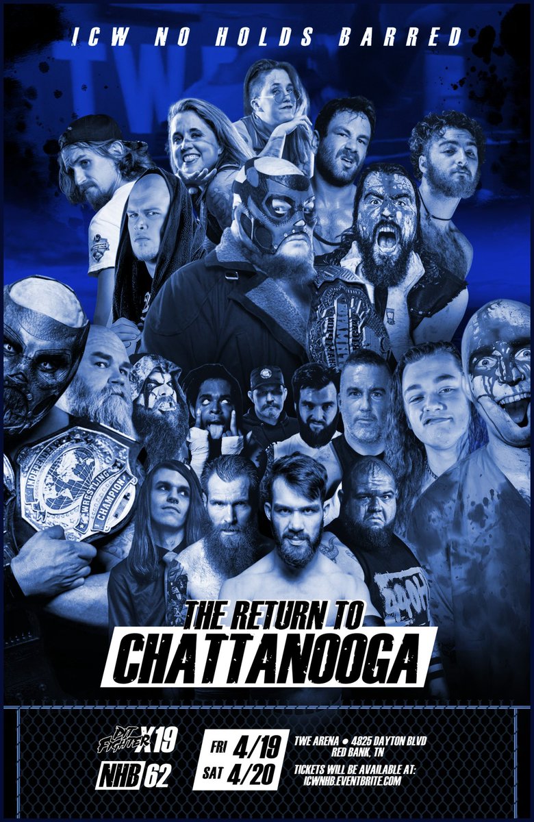 CHATTANOOGA UPDATE 🤠 The CHAINS ⛓️ & PitfighterX RETURN to CHATTANOOGA TN NEXT WEEKEND!! #PFX19 x #NHB62 ⛓️ LIVE! Friday & Saturday April 19-20 - TWE Arena - Chattanooga TN - 8PM 🛎️ BYOB 🍻 BUY TICKETS NOW - ICWBackToChatt.eventbrite.com Watch LIVE only on IWTV!