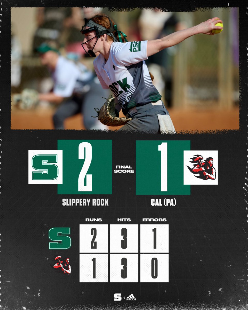 SB: ROCK WINS! Slippery Rock splits with Cal (Pa.) after picking up a 2-1 win in game two. Kelsi Anderson gets the win and Alexsa Hurd came in during the 7th inning to pick up the save. SRU is back in action at home tomorrow against IUP at noon.