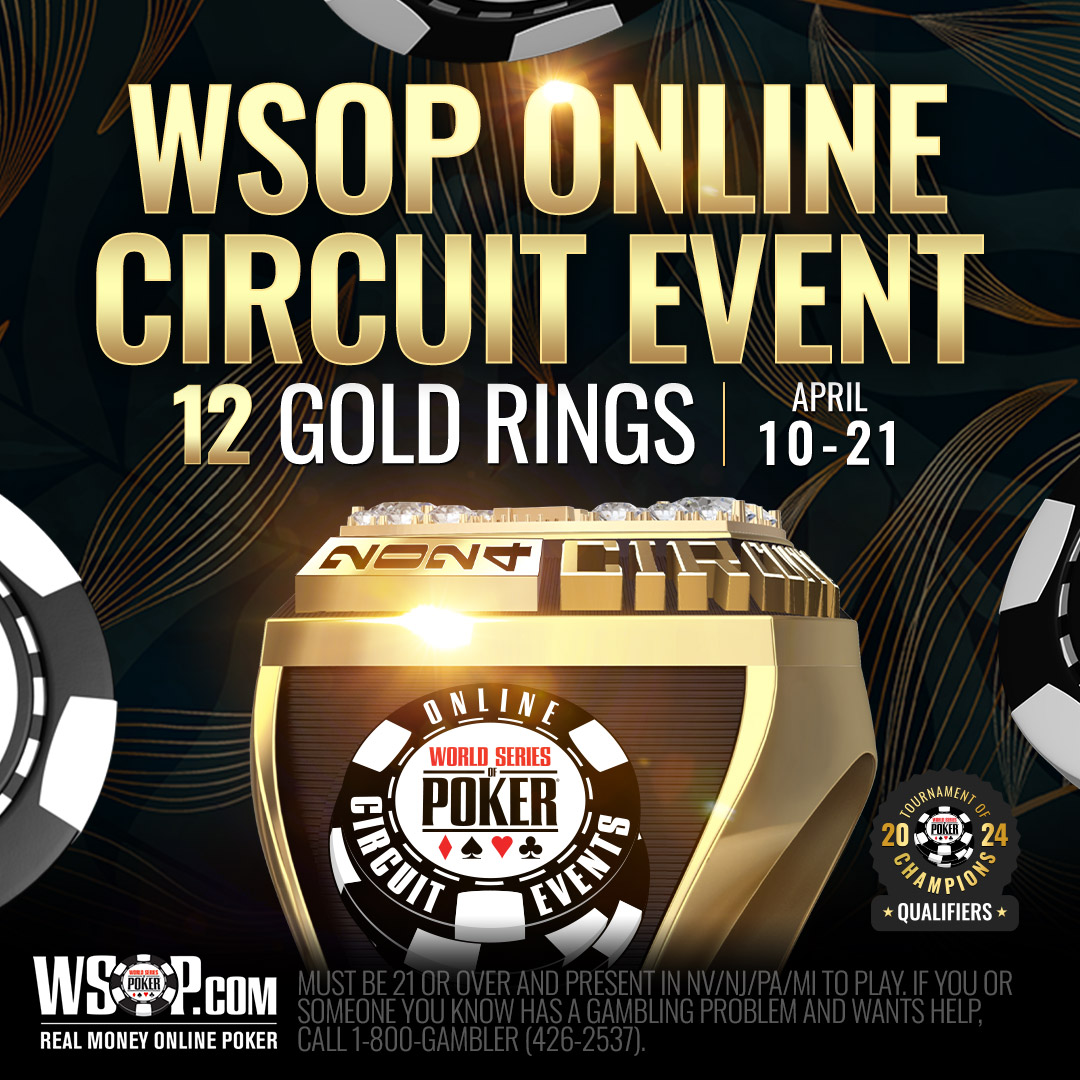 Up to play for WSOP Gold? 👀💍 NV/NJ: ⏰ 4pm PT/ 7pm ET 💰 $500 buy-in, $75,000 Guaranteed PA & MI: ⏰ 7pm ET 💰 $320 buy-in, $25,000 Guaranteed