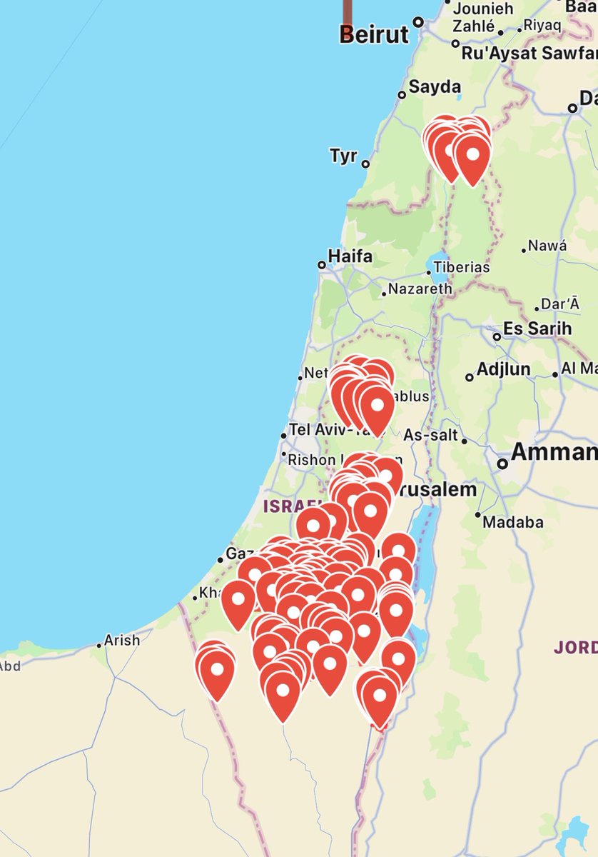 🇮🇱 Israël attaquée. Les alertes retentissent du nord au sud d'Israël, à Jérusalem, la mer morte, Dimona, depuis plus de 10 minutes sans arrêt, les premiers drones suicides parmi les centaines lancés depuis l'Iran 🇮🇷