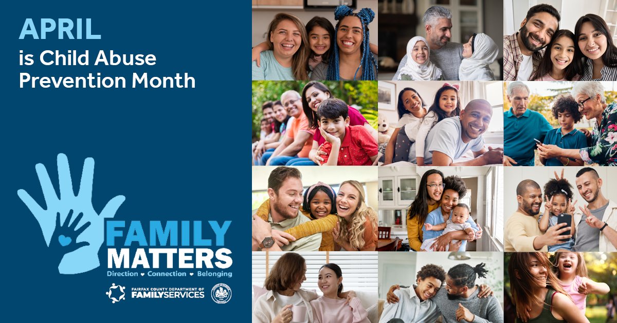 April is #ChildAbusePreventionMonth. Learn about our programs and resources that support thriving families. We are working to support you. bit.ly/CAPMhLt?utm_so… #BuildingStrongerFamilies #FairfaxCountyFamilyServices