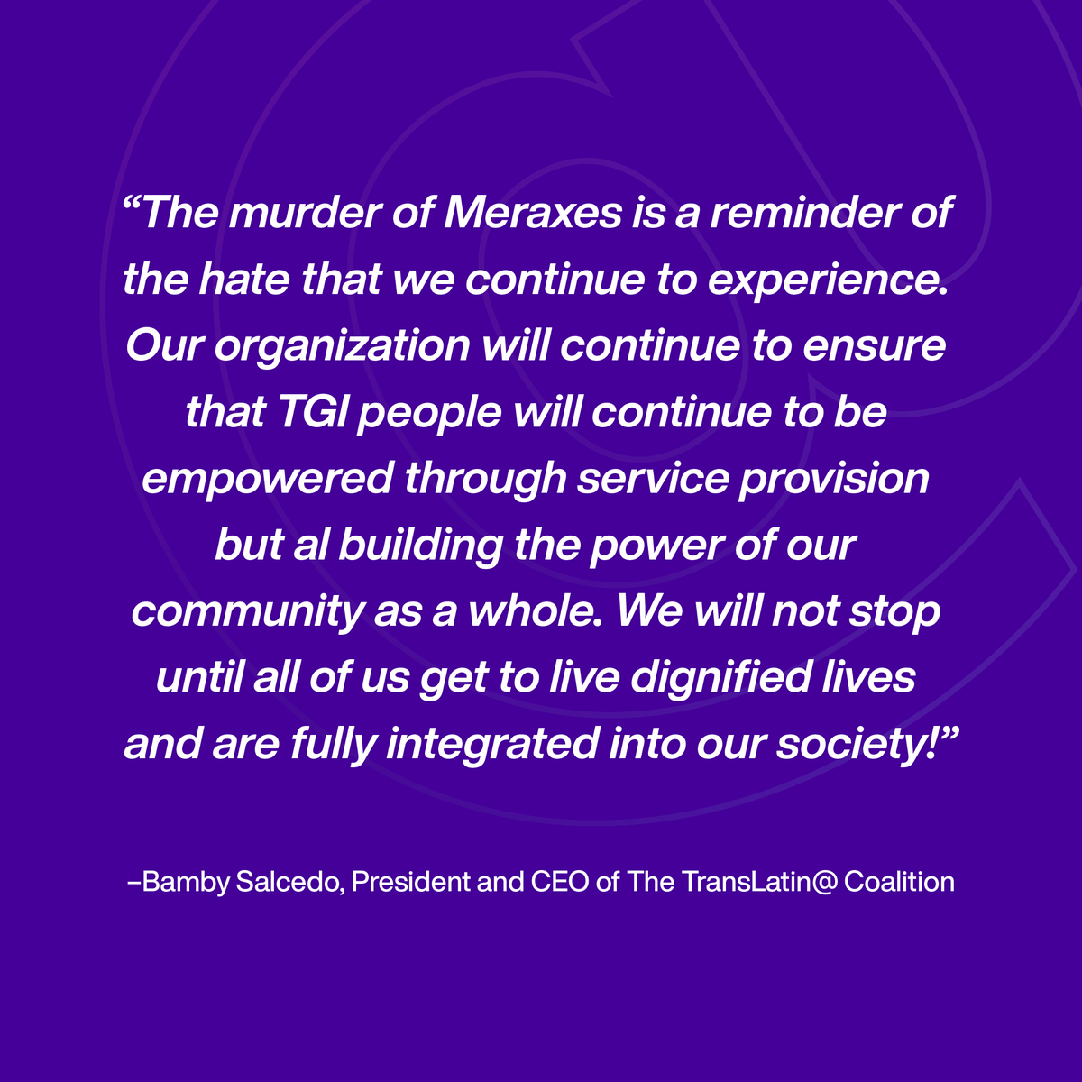 We at The TransLatin@ Coalition are devastated by the violent murder of Meraxes Medina, a beautiful trans Latina, who was shot and killed in South LA on March 20th. Read our full statement here: translatinacoalition.org/blog/2024/4/13… #RestInPower #MeraxesMedina