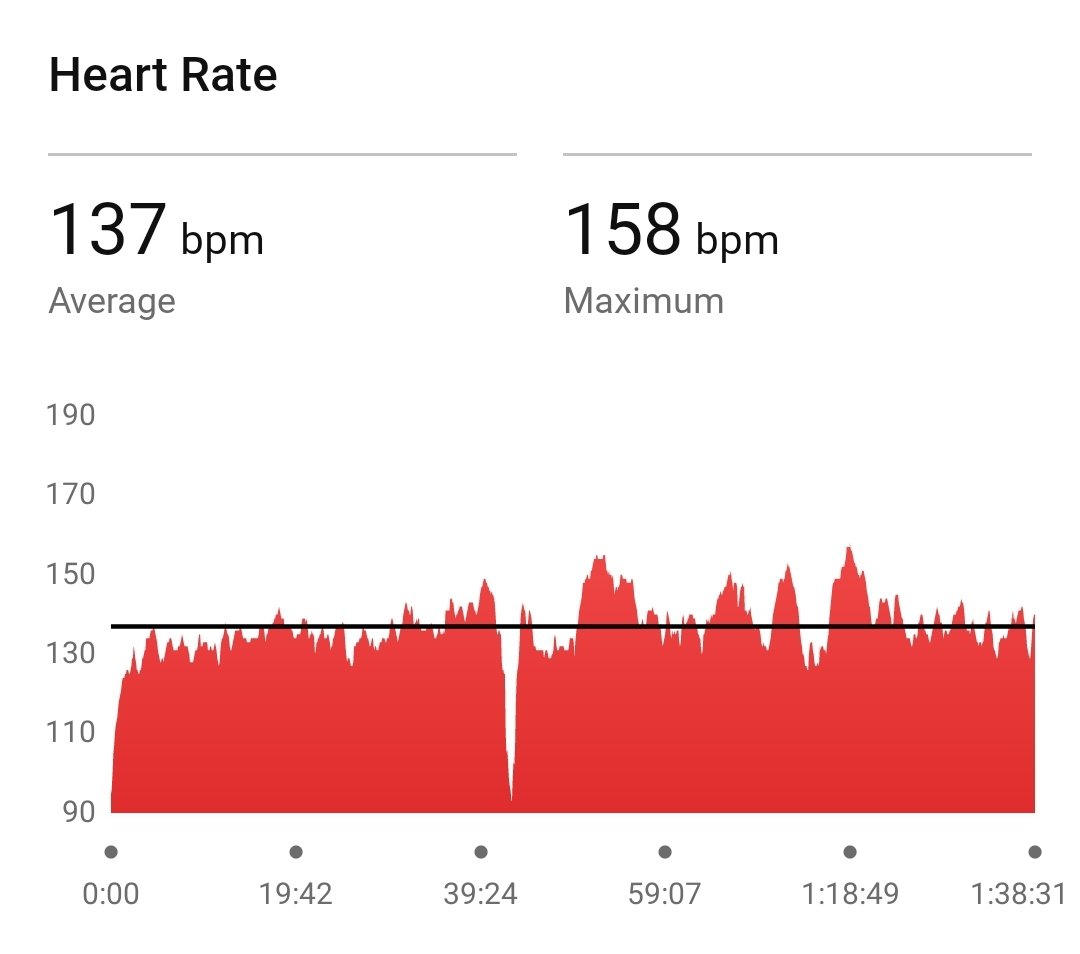 Week 9, Day 6 of OC Marathon training.  

8 mile trail run.  

Finish time: 1:38:31
Avg pace: 4.87 mph (12:19 min/mi)
Avg heart rate: 137 bpm
Elev gain: 584 ft

#ComicConFit #running