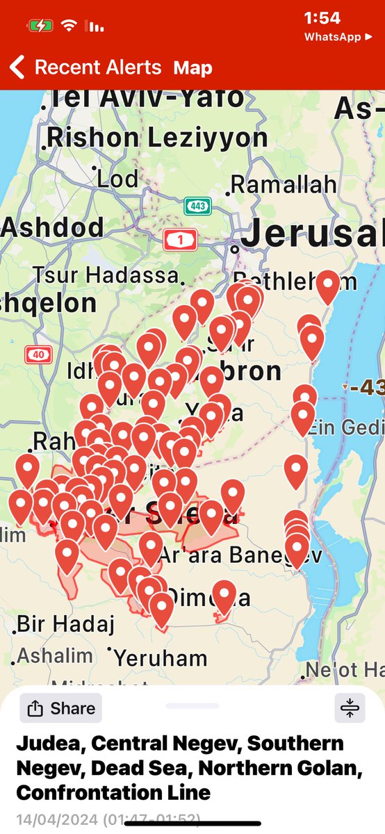 talschneider's tweet photo. Attack on Israel through the red alert map. 5 minutes before 2am, in Israel https://t.co/aigdFNP8CA