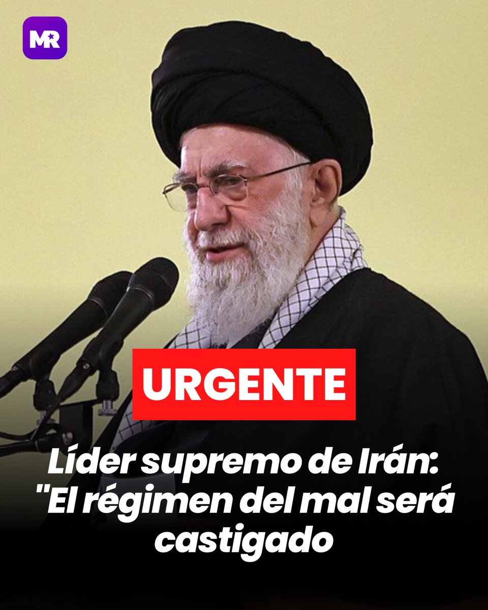 ❗️Líder supremo de Irán: “El régimen del mal será castigado” ➡️ El líder supremo de Irán, el ayatolá Alí Hoseiní Jameneí, ha asegurado que “el régimen del mal será castigado”, en referencia a Israel. #Iran