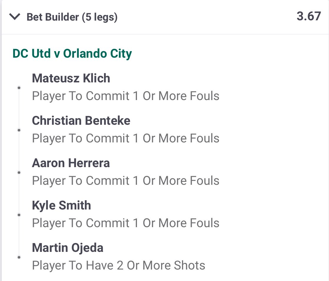 DC UNITED VS ORLANDO BET BUILDERS⚽️🟨🟥

Good luck!🔞

#DCvORL
#MLSSeasonPass 
#GamblingTwitter 
@FreeBetRetweets