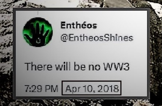 Remember this 👇

@EntheosShines 
4-10-18 
👉 There will be NO WW3 👈

Turn off the NOISE 

Full Stop