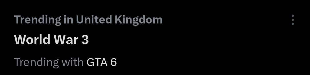 FPL__Cal's tweet photo. That fact we are trending WW3 with GTA 6

Shame🫠 https://t.co/dkG4Hp07Y5