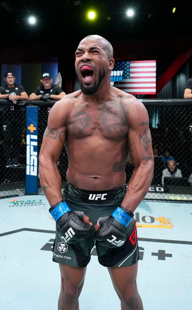 See this is what happens when you take an old 40 yr old veteran like Jim Miller and put him in there with a young and athletic….. 37 year old Bobby Green 😭 #UFC300