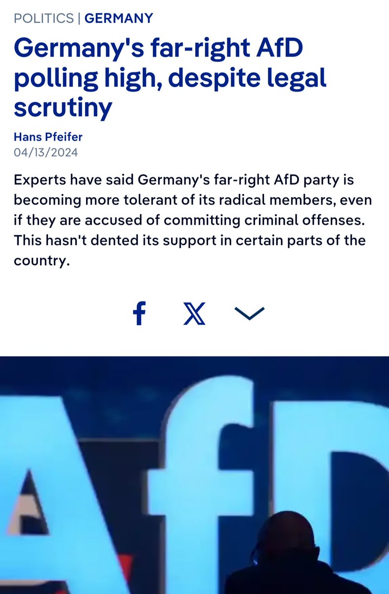 None of the scandals that the AFD have faced effect the German public. You know what is effecting the German public? Skyrocketing cost of living & Migrant crime as a result of the government's environmental & open border policies. That is why they remain polling high.