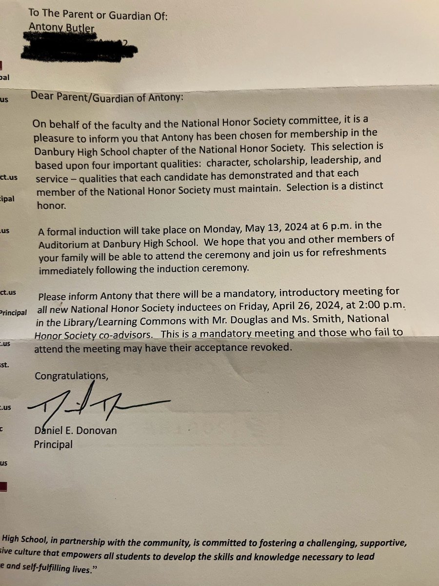 Honored to be selected to be apart of the National Honor Society committee for Danbury High School. #StudentAthlete