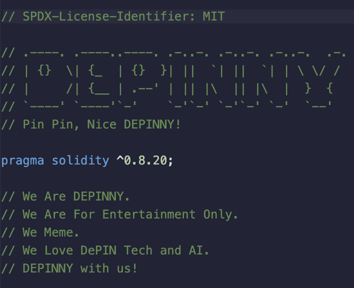 DEPINNY Contract is live and getting verfied, liquidity is in the process of getting added in 2-3 Hours! 🫡🌟 $DEPINNY contract was added with a anti-whale mechanic(no more then 1% per wallet) which was utilized on large meme's like $COQ but on $iotx Stay tuned update asap 🛫