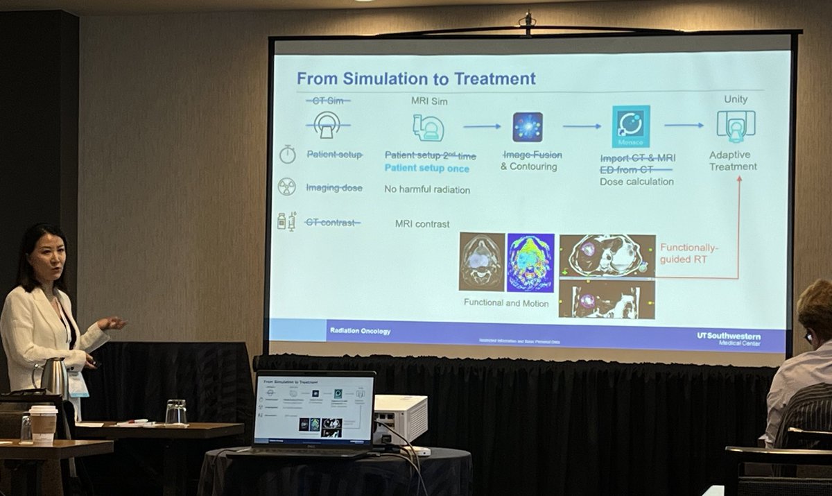 Dr Jie Deng from @UTSW_RadOnc presenting our work on MR only planning for Unity at #ElektaOnlineAdaptive users meeting for #MRgRT. Over 100 cases treated without need for CT simulation.