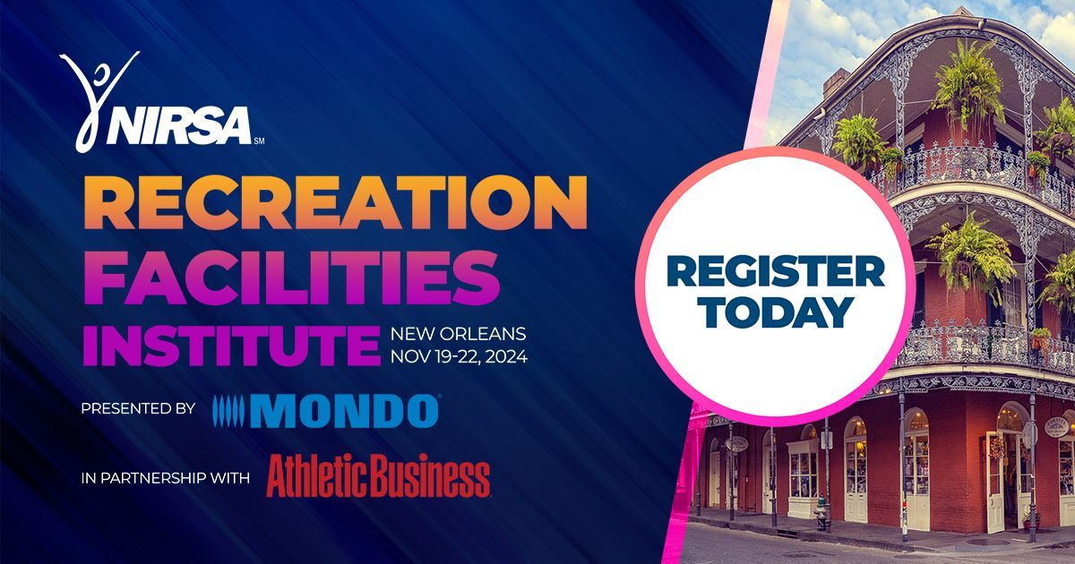 Registration is open for the 2024 NIRSA Recreation Facilities Institute, presented by @MondoSport_USA in partnership with @AthleticBiz! buff.ly/3CAS69u