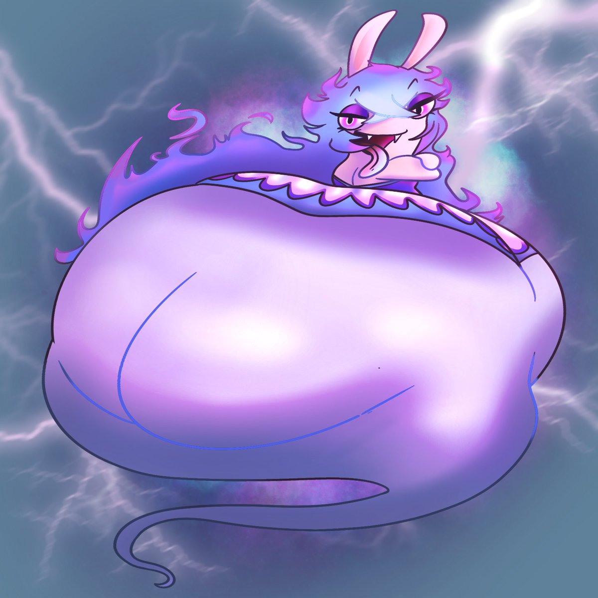 Midnite’s learned how to cast lightning through the powers of cheek clapping.👻🐰🍑⚡️⚡️