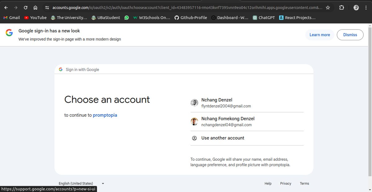 Been stuck on authentication for a while now but finally got the hang of it 🫠😅... allowing me to login with my Google credentials
#React #Next #Mongodb #NextAuth