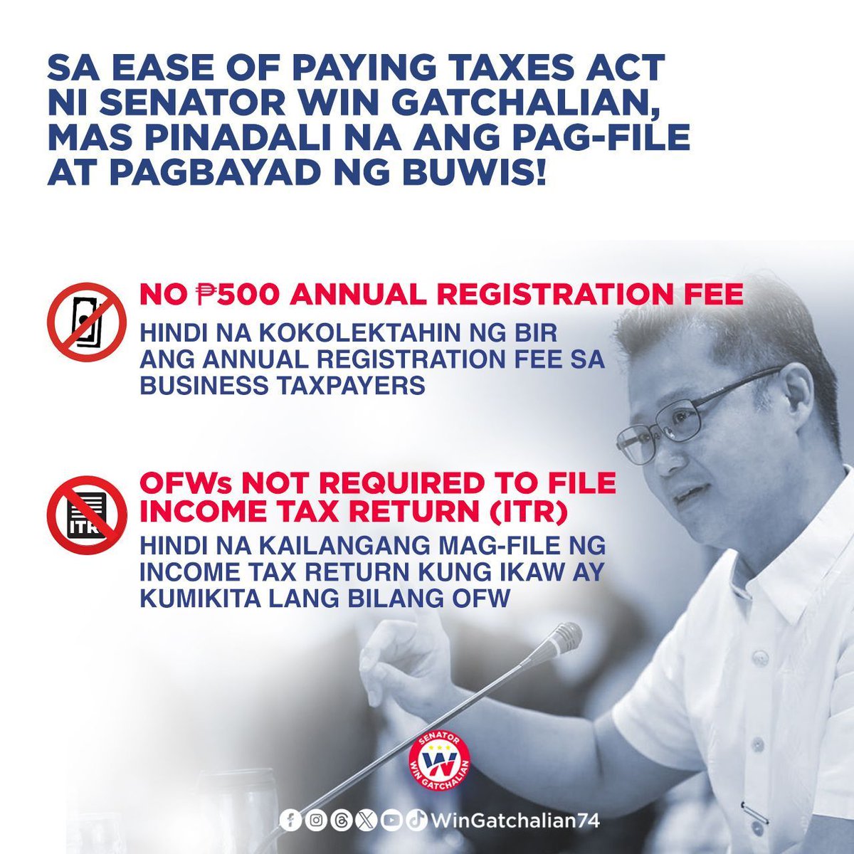 Layunin po natin na mas makatipid at mapadali ang buhay ng ating taxpayers. #WINTayongLahat