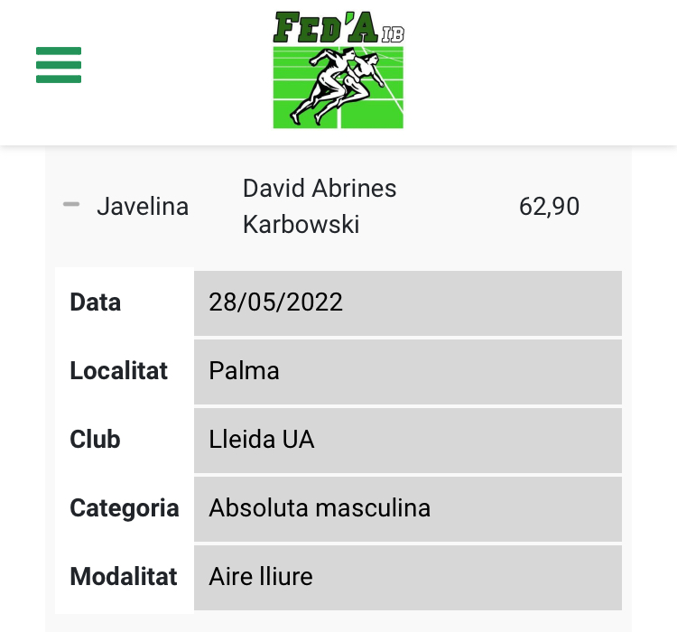 fatletismeib's tweet photo. #CEclubes 
DAVID ABRINES, RÈCORD DE BALEARS A JAVELINA: 63,92 METRES! 
Ho ha aconseguit a la 1ª jornada de la #LigaJOMA a Jaén! Com comença la temporada d'estiu el balear! 🔥 
Millora els 62,90 que registrà el maig de 2022. 

@atletismoRFEA @esportsIB #InfoFAIB https://t.co/FGz7D2O3dS