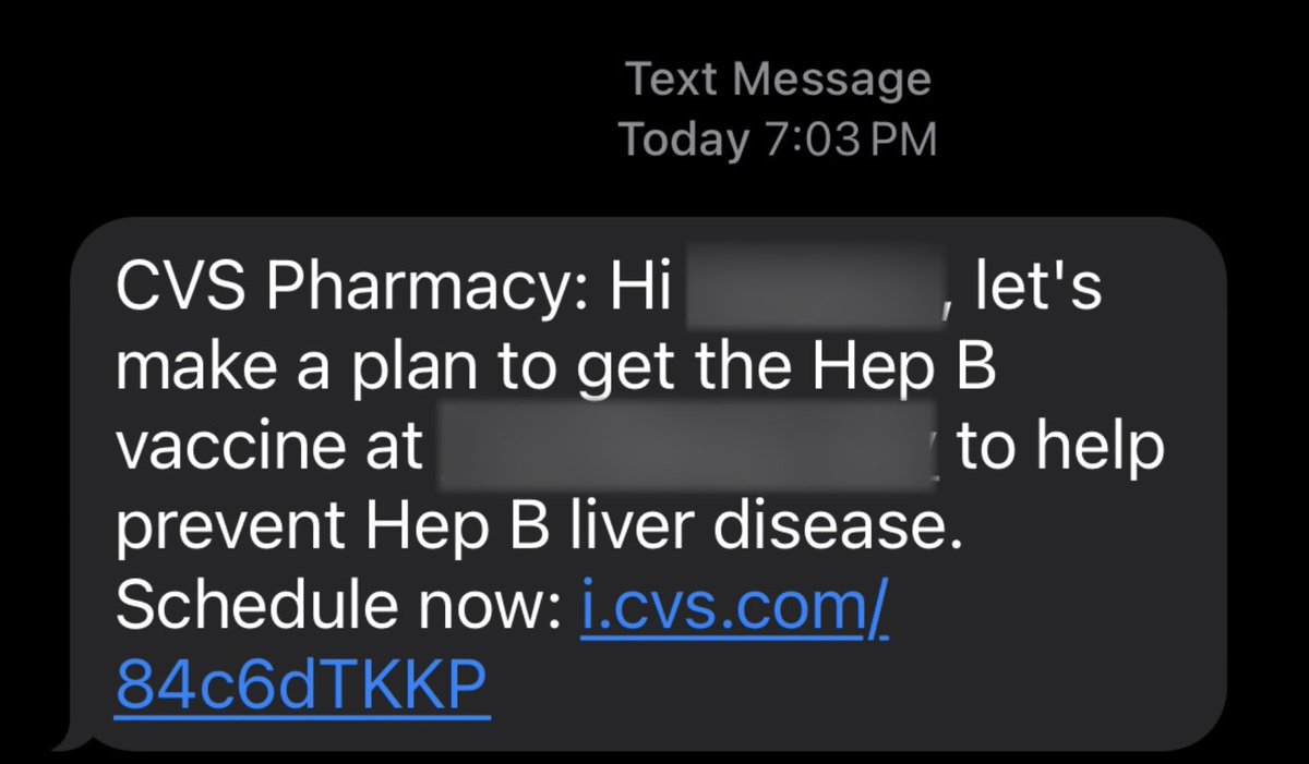 Now that the sheep have accepted the 💉, they will push them even harder. 

My wife just randomly got this text message from CVS! 

There is zero reason for this text to have occurred or for her to take this. 

Enough is enough! 

What say you @cvspharmacy ?