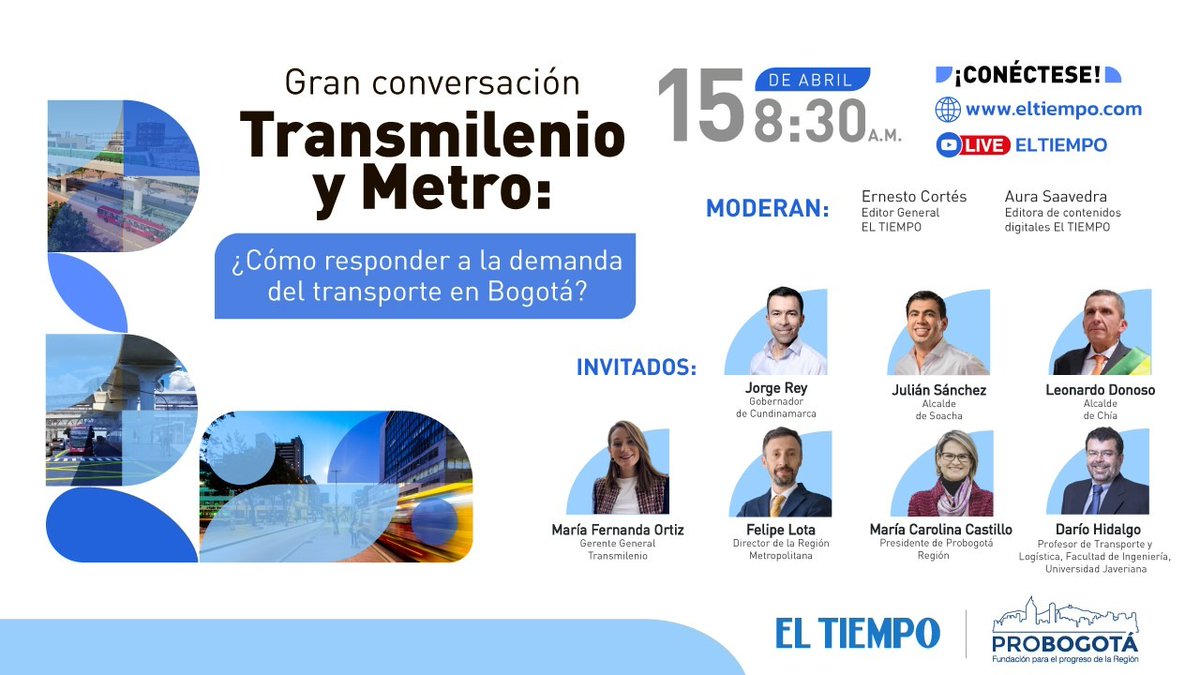 🔹María Fernanda Ortiz, @Maferoc, gerente general de #Transmilenio estará en la #ConversaciónTransmilenioyMetro Conéctate al análisis sobre el #futuro del #transporte en Bogotá Región el próximo lunes 15 de abril desde las 8:30 a.m ⬇️
