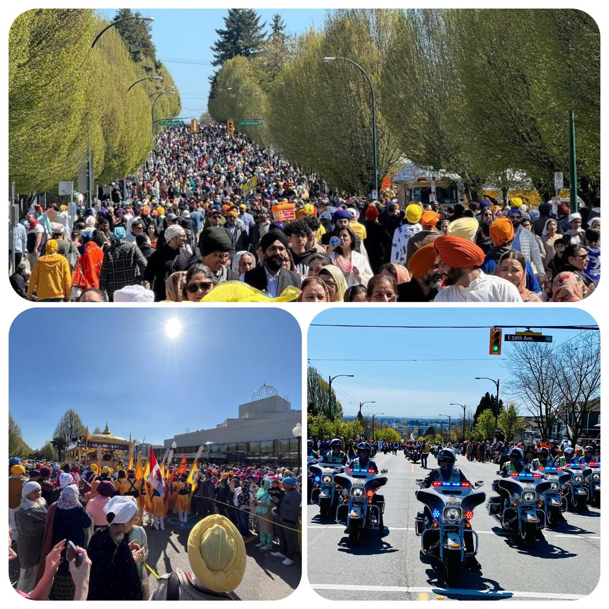 Amazing turnout @kdsross Vaisakhi parade @CityofVancouver @punjabimarket. Great to see all the @VancouverPD officers @VPDTrafficUnit @VPDCommunity Volunteers @VPDCadets and @VPDPipeBand out to support. Happy Vaisakhi! #Vaisakhi2024