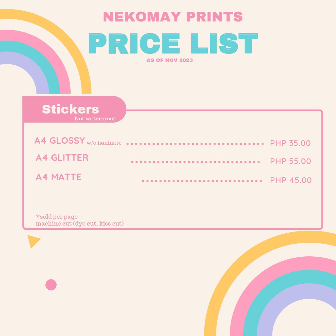 nekomayprints's tweet photo. @id8pgw Hello po. Piso print for thank you card. For sticker paper po Php 35 per a4 size kiss cut or dye cut. https://t.co/uJJIPqK0ow