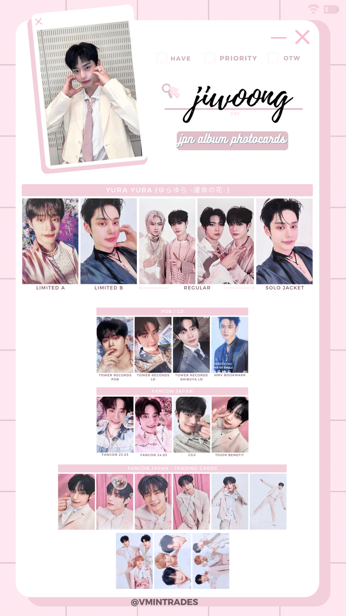 ZeroBaseOne (ZB1) photocard template/wishlist Yura Yura Pob/ld