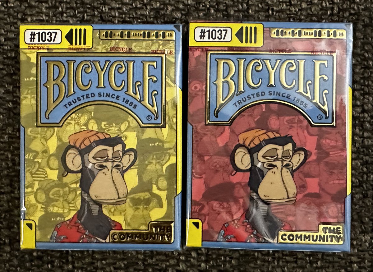 Huge shout out to @49rgirl4lyfe for gifting me two @bicyclecards decks with my ape on them. Going to pay it forward to apes whose decks I got.