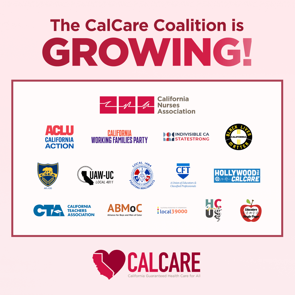 The single-payer CalCare coalition is growing! Over 150 orgs now endorse CalCare, including unions that represent nearly 880,000 workers in California. #AB2200 See the full list of groups: nnu.org/calcare