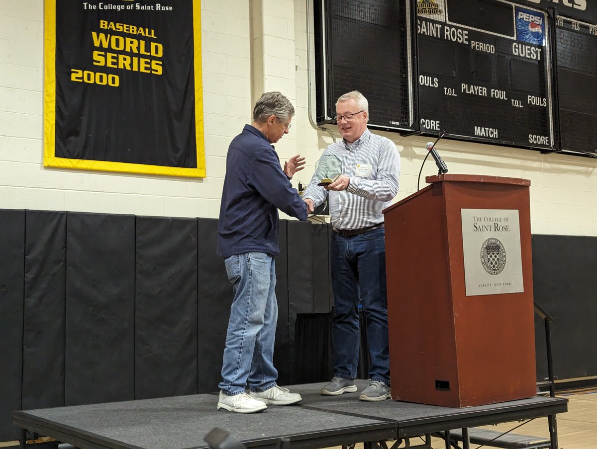 Last night at the #CCSCNE2024 Banquet at <a href="/CollegeofStRose/">The College of Saint Rose</a>, our long-time <a href="/ccscne/">CCSCNE</a> board member (among other things) Mark Hoffman was presented with the CCSC Susan Dean Distinguished Service Award!  A well-deserved honor for Mark. <a href="/Quinnipiac/">Quinnipiac</a>