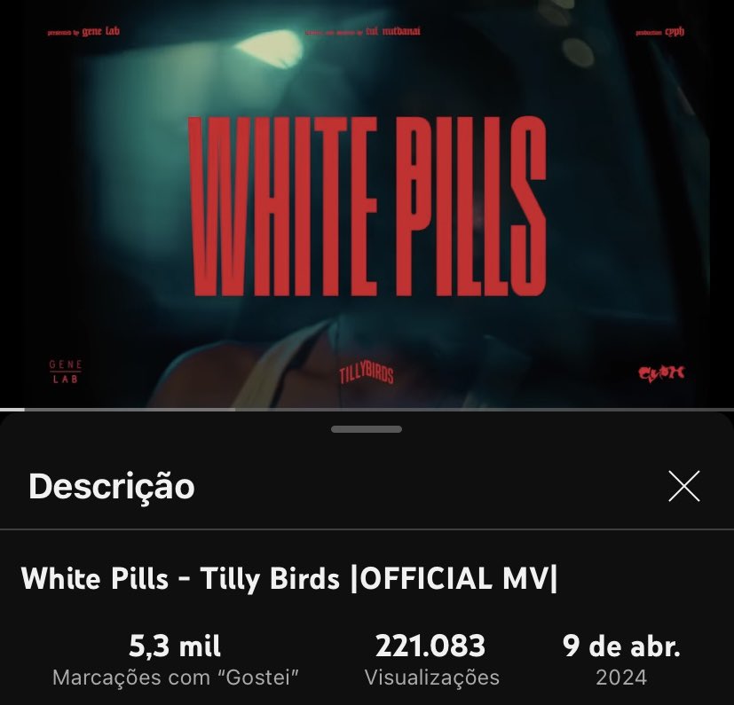 TillyBirdsBR's tweet photo. 📈 | Atualização do quarto dia de #WhitePills no YouTube:

#Dia_1: 83.925 views
#Dia_2: +63.356 views 
#Dia_3: +36.265 views
#Dia_4: + 37.537 views

• Total: 221.083 de visualizações

📌 https://t.co/trY98LxiW4

Continuem com o suporte 🤎

#TillyBirds #WhitePillsTo1M https://t.co/NqJBkhDCm9